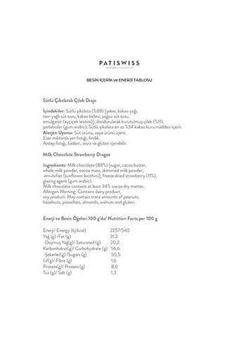 Patiswiss Sütlü Çikolatalı Çilek Draje