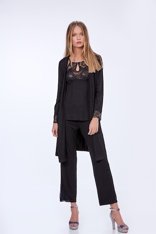 Bondy Ayça Pijama Sabahlık Takımı Siyah