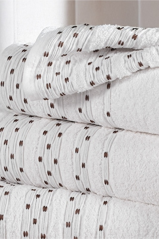4'lü Aile Banyo Havlu Seti Hamam Takımı Pamuk 2 Adet 50x90 Ve 2 Adet 70x140 Havlu Beyaz