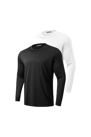 Ghassy Co. Ghassy Co. 2'li Paket Erkek %100 Pamuklu Likralı Spor Koşu Günlük Antrenman Uzun Kollu Penye T-shirt Diğer