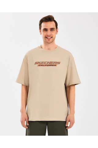 Skechers M Heavyweight Graphic Tee T-shirt Erkek Bej Tshirt S2510155-211 Bej