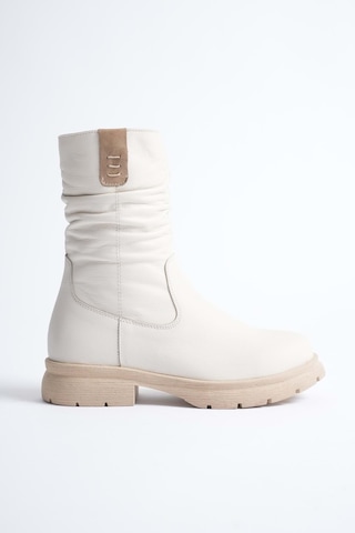 Analin Shoes Kadın Hakiki Deri İçi Kürklü Körüklü Bot Krem