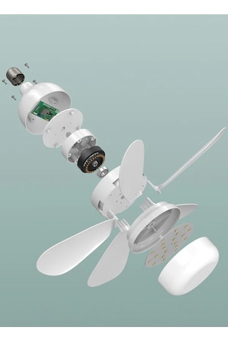 Ebitda Sessiz Yatak Odası Fan Işığı, Uzaktan Kumandalı Tavan Vantilatörü, Beyaz Yeşil Lı266