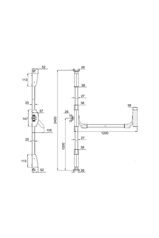 Assa Abloy Yüzey Tip Panik Bar 2-3 Noktadan Kilitlemeli Ped-180-2-3