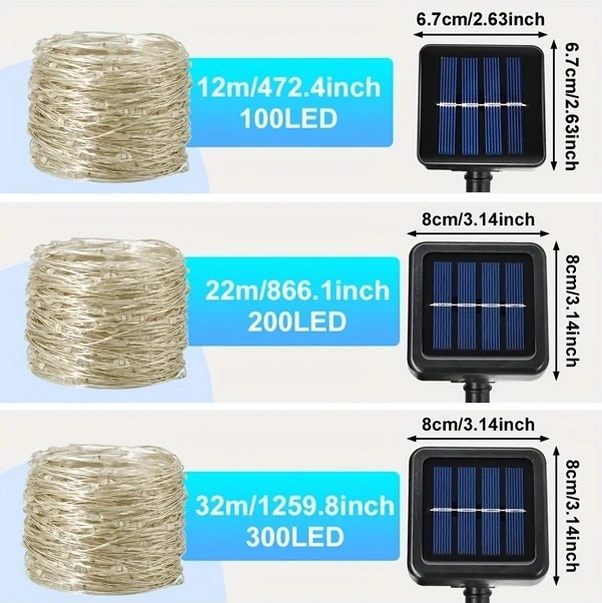 Trendooze Parlak Gülüş Güneş Lambası 8 Mod 100 Led Güneş Enerjili Sarkıt Lamba