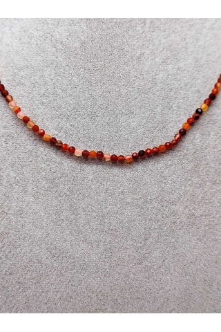 Akik Taşı 2.5mm Kolye (Sabit Klipsli) Altın