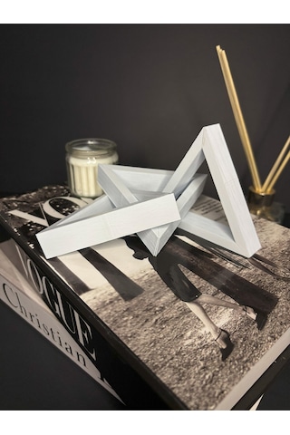 Modern Üçgen Beyaz Zincir Dekor 3 Parçalı Geometrik Biblo