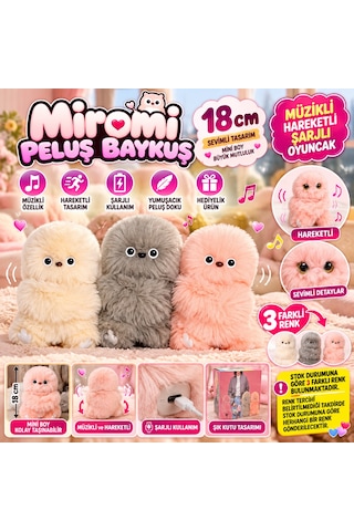 Yeni 18 Cm Miromi Peluş Baykuş Müzikli Hareketli Şarjlı Sevimli Oyuncak Çok Renkli