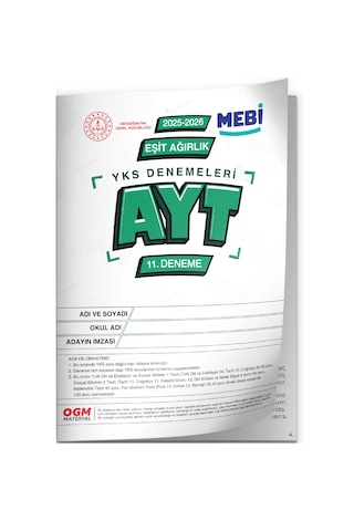 2026 Yks-ayt Eşit Ağırlık Tm Mebi Online Türkiye Geneli 11. Deneme Büyük Boy Renkli Baskı Ücreti