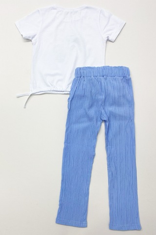 Kız Çocuk Yazlık İkili Takım Çiçek Baskılı E35 Beyaz