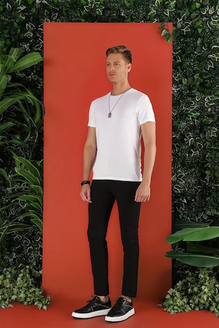 Efor Slim Fit Bisiklet Yaka Düz Pamuklu Beyaz Tişört Ts 823 Beyaz