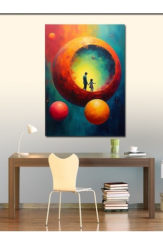Kanvas Tablo Gezegenler Ve İnsanlar 50cmx70cm