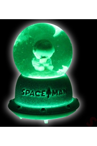 Uçuşan Yıldızlı,7,5cm X 4,5cm Led Işıklı Astronot Küre - Mavi