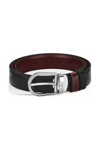 Montblanc At Nalı Tokalı Siyah - Bordo 30 Mm Çift Taraflı Deri Ke