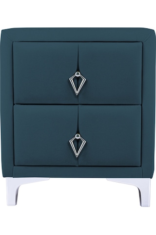 Harmony Silver Iki Çekmeceli Komodin- Yatak Odası Kumaş Döşemeli 2 Kapaklı Komodin Modeli Mavi