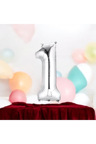Brokoli Home 1 Numara Folyo Gümüş Folyo Balon 100cm 40inç Helyuma Karışık Renkli