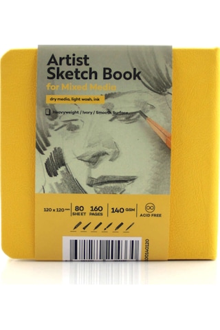 Tigertint Sert Kapak Eskiz Defteri 140 G 12x12 Cm 80 Yaprak Sarı
