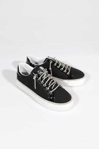 Dgn 2475 Kadin Taş İp Bağcikli Sneaker Ayakkabi Siyah Nubuk