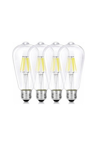 Vintage Edison Dekoratif Ampul, Doğal Beyaz 4000k Kısılabilir Led, Ultra İnce Şeffaf Kristal Cam Tasarımı, Titreşimsiz Soğuk Beyaz Aydınlatma Diğer