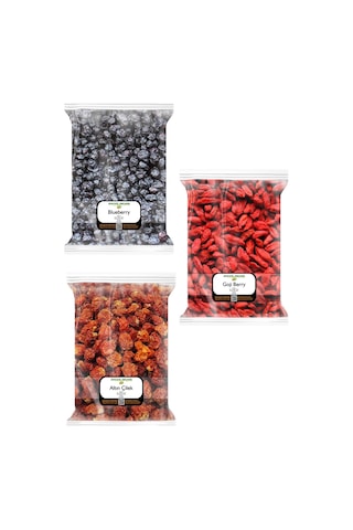 3x170 Gr. Gojiberry Blueberry Altın Çilek Goldberry Goji Berry 170'şer Gram 3 Paket Diğer