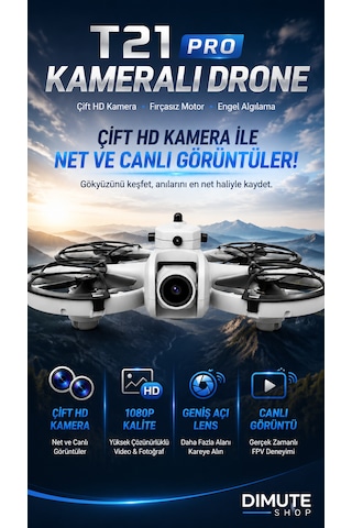T21 Pro Kameralı Drone Çift Hd Kamera Fpv Fırçasız Motor Engel Algılamalı