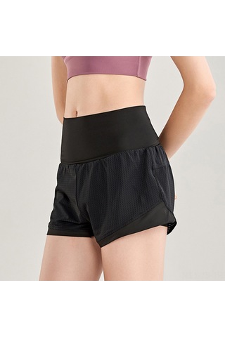 Jeemson Kadın Spor Şortu - Yoga, Koşu İçin Yüksek Bel Rahat Kumaş SiYAH