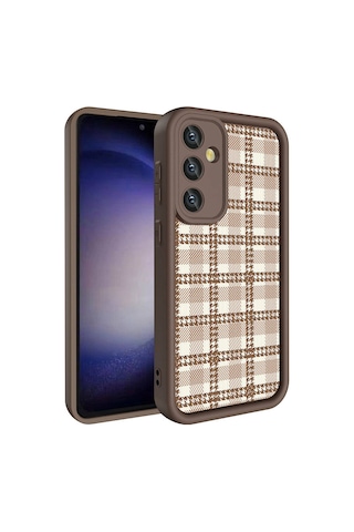 Galaxy S23 Fe Kılıf Kamera Korumalı Baskılı Arka Yüzey Zore Klas Kapak Açık Kahve