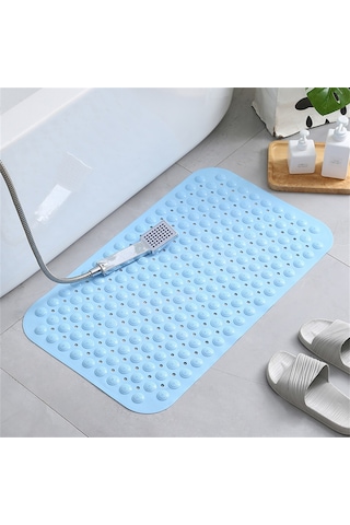 Tenfowee Mavi Pvc Banyo Yuvarlak Emme Çubuğu Anti Kayma Paspası - Banyo, Havuz, Tuvalet İçin 46x46cm - Dürtüsel Ayak Taşı Masajlı, Güvenli Duş Diğer