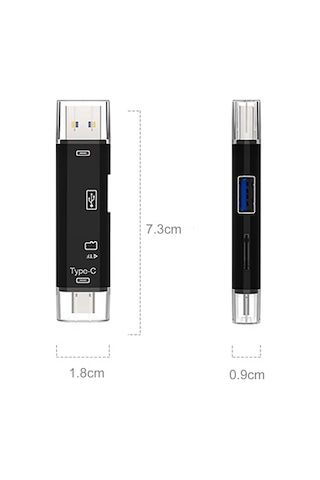 5in1 Otg Kart Okuyucu Usb 2.0 - Type-c - Micro Usb - Micro Sd/tf