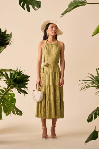 Mathilda Store Kadın Halter Yaka Midi Elbise