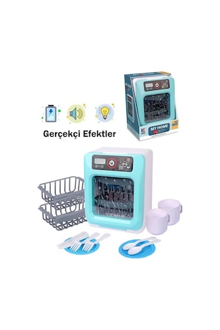 Pilli Işıklı Sesli Aparatlı Eğitici Evcilik Oyuncak Bulaşık Makinesi