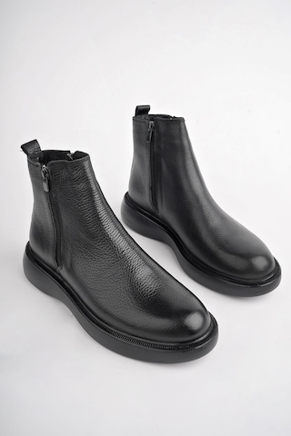 Muggo Brandon Hakiki Deri Çift Fermuarlı Garantili Erkek Kışlık Chelsea Bot 001