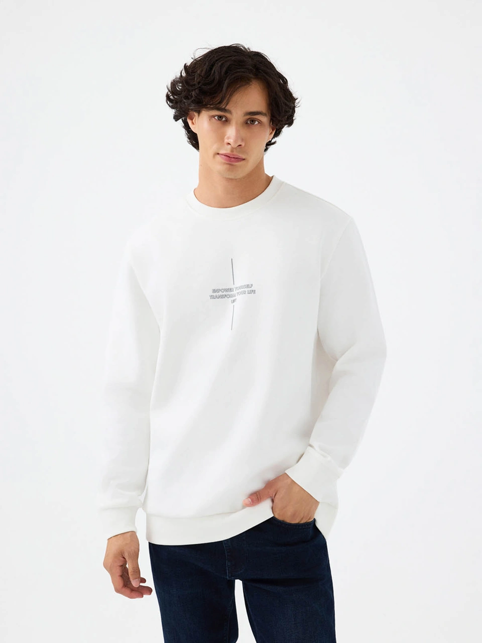 Loft Regular Fit Beyaz Erkek Sweatshirt Lf2041080 Beyaz