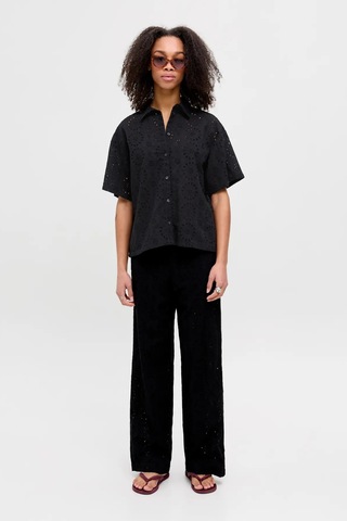 Jjxx Kadın Jxmıllıe Rahat Kesim Dantel Detaylı Kısa Kollu %100 Pamuk Gömlek 12270924 Siyah Siyah