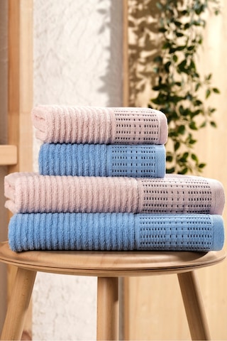 Eponj Home 4lü Havlu Seti Karaca Premium 50x85cm+90x160cm Mavi-pudra Mavi-pudra
