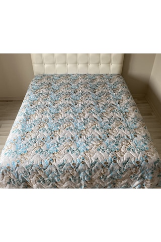 Kapitoneli Battal Boy Çok Amaçlı Örtü Pike Mavi 200x220 Cm Çok Renkli