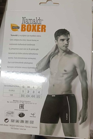 Namaldı Erkek Modal Likralı Biyeli Boxer 197 - 6 Adet Siyah