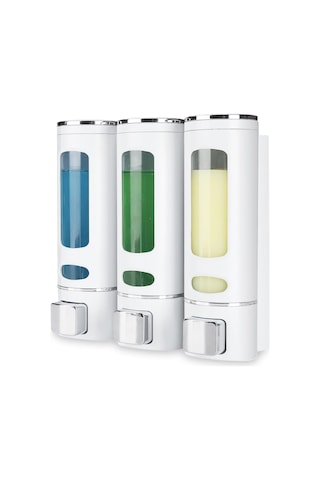 3 Adet Sıvı Sabunluk 400 Ml Duvara Monte Duş Sabun Şampuan Dispenseri Mutfak Banyo Sabunluğu Beyaz