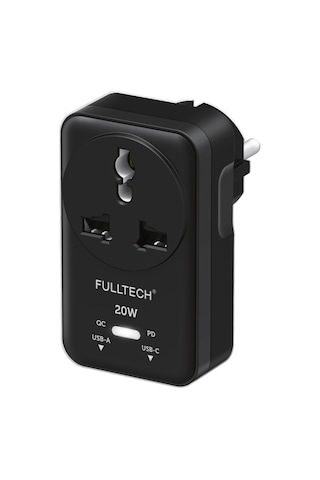 Fulltech Ftr-27 20w Pd Hızlı Şarjlı Akım Korumalı Kompakt Priz Siyah Usb-c & Usb-a Çıkışlı 2500w G Kablosuz