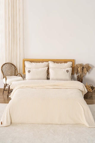 Şampanya Gloria Wellsoft Çift Kişilik Battaniye Krem