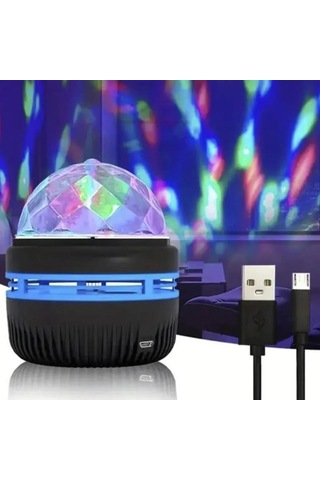 Ayt Ledx Yqx-6888 Mini Usb Li 3 Watt Şarjlı Sihirli Rgb Led Disko Topu Tavan Gece Lambası Siyah