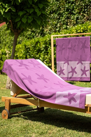 Menderes Home Cotton Collection Bukle Plaj Havlusu Yıldız Mor