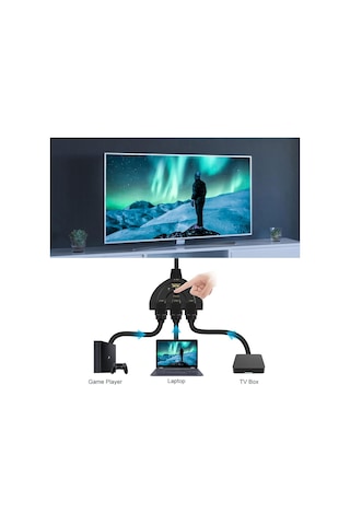 Hdmı 4k 3 Port Switch 3 İn 1 Hdmı Switcher Full Hd 1080p 3d Seçme Düğmeli