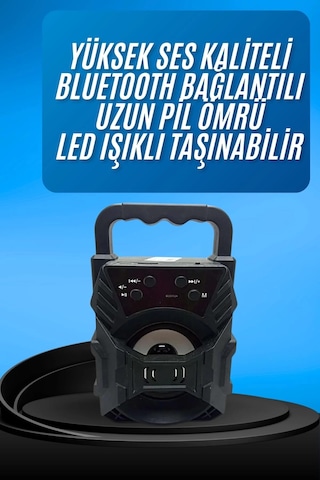 Mey İthalat Işıklı Bluetooth Hoparlör Ses Bombası Taşınabilir Yüksek Ses Kaliteli Radyo Özelliği