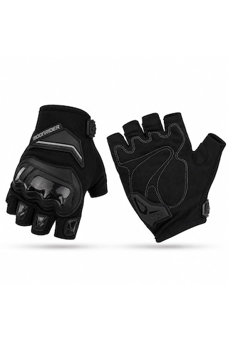 Moonrider Motosiklet Eldiveni Korumalı Unisex Yarım Parmak Eldiven En 13594 Sertifikalı Yazlık Nefes Alır Dokunmatik Uyumlu Kaydırmaz Koruyucu Motor Eldiveni Mr-g10 Siyah