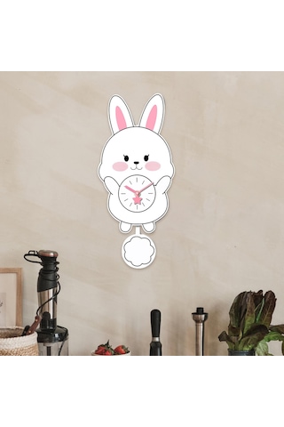 Homyl Tavşan Sarkaçlı Duvar Saati Sessiz Saat Akrilik Askılı Stil B