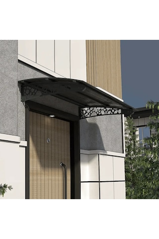 SundurmaX Pratik Metal Sundurma 120x100 Çakıl Taşı Serisi Kapı Üstü Sundurma Antrasit - Füme