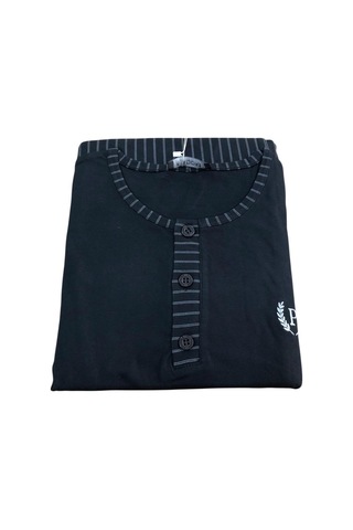 Pijadore Erkek %100 Pamuk Süprem Mevsimlik Uzun Kollu Pijama Takımı 1931 Siyah