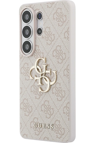 Galaxy S26 Ultra Uyumlu Kılıf Guess Lisanslı Pu Deri Büyük Metal Logo Dizaynlı Kapak Pembe