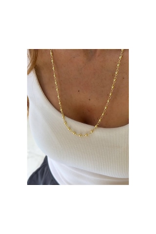 14k Altın Kaplama 60 Cm Topçuk Zincir Kolye Altın